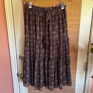 Brown tiered midi skirt